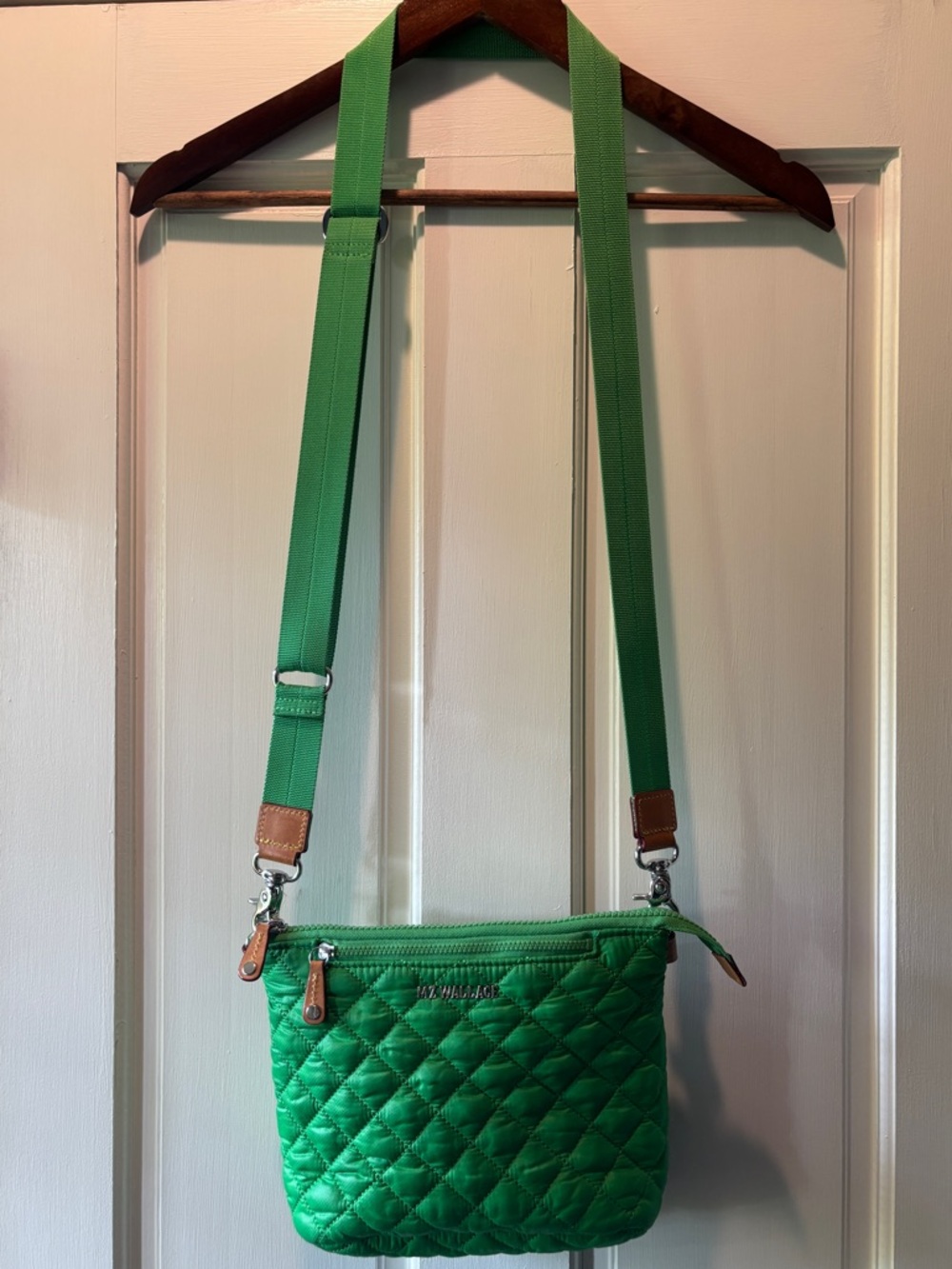 MZ WALLACE Quilted Metro Scout Crossbody bag in Grass Emerald NEW - Picture 2 of 5